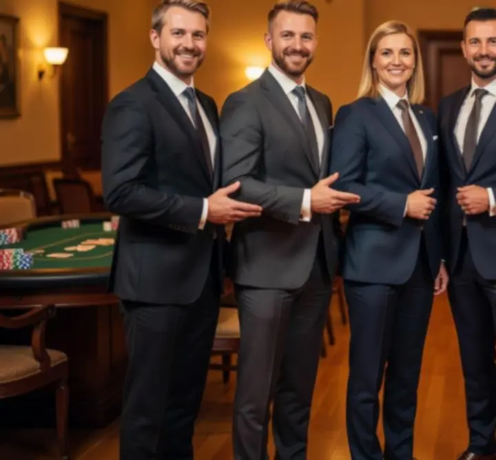 Fiatalos rendezvényszervező csapat a Lumeniatr budapesti eseményterében pókerasztal körül.